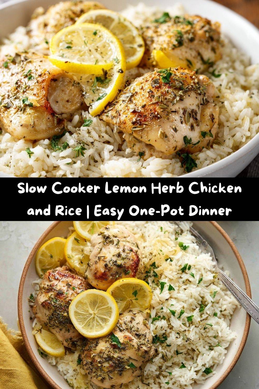 Slow Cooker Lemon Herb Chicken and Rice