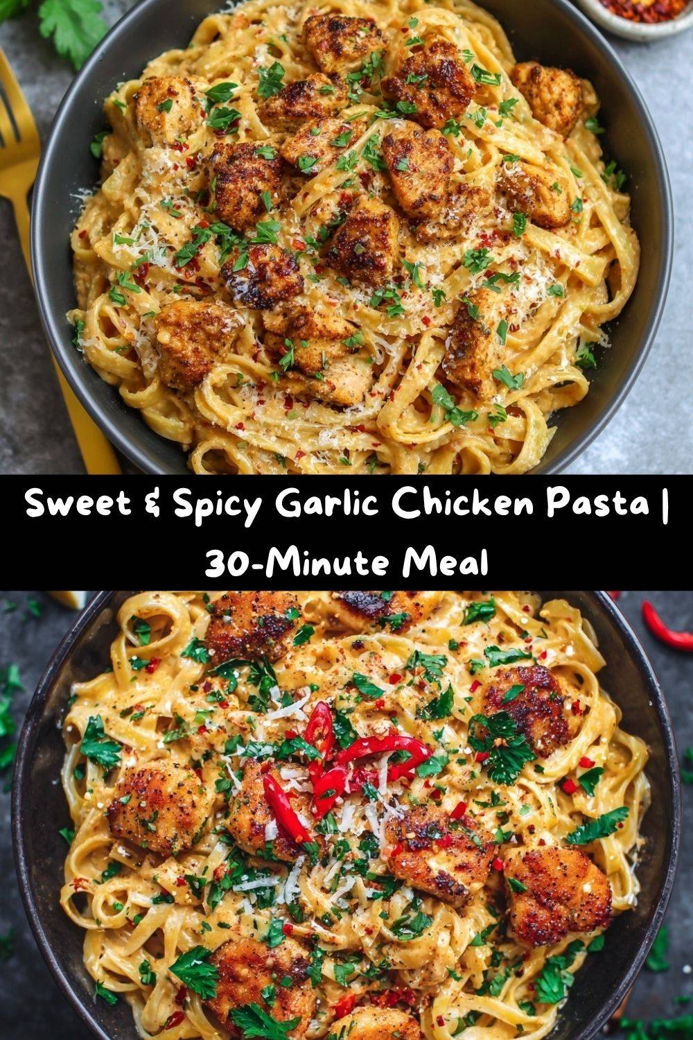 Sweet & Spicy Garlic Chicken Pasta Bowl