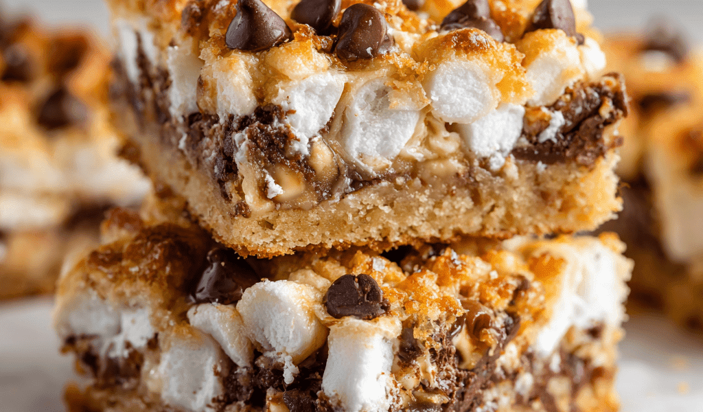 Marshmallow Chocolate Chip Shortbread Magic Bars