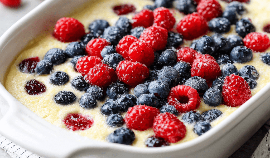 Berry Greek Yogurt Custard Bake