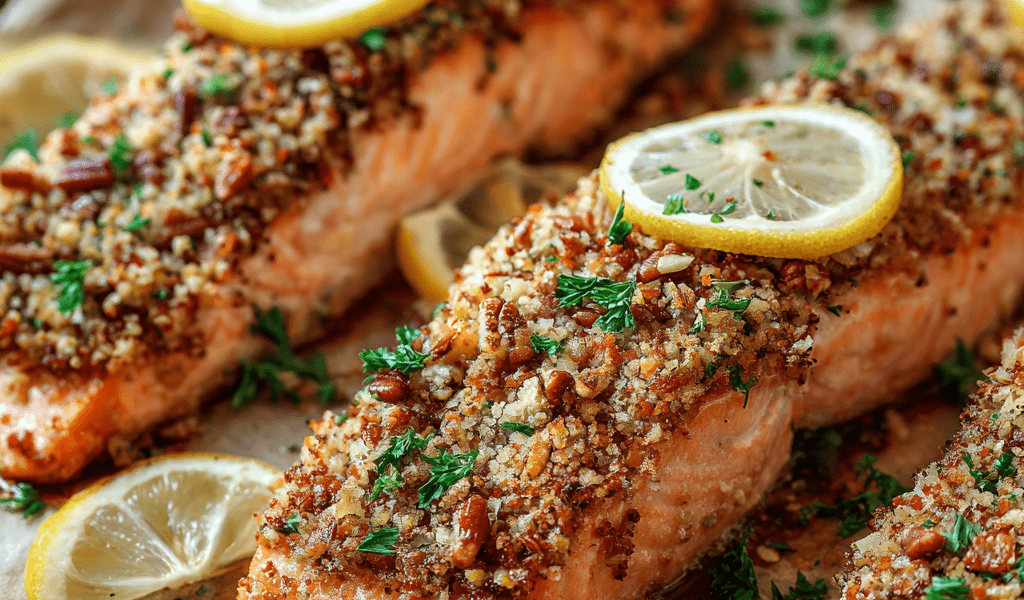Pecan-Crusted Salmon with Lemon Glaze