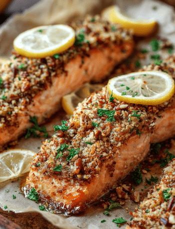 Pecan-Crusted Salmon with Lemon Glaze