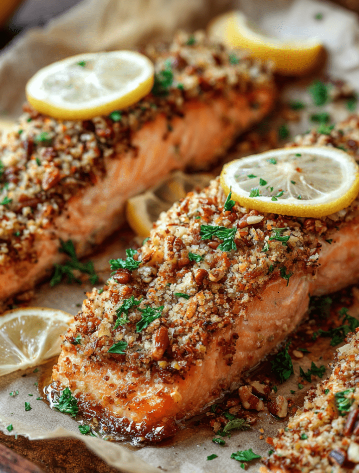 Pecan-Crusted Salmon with Lemon Glaze