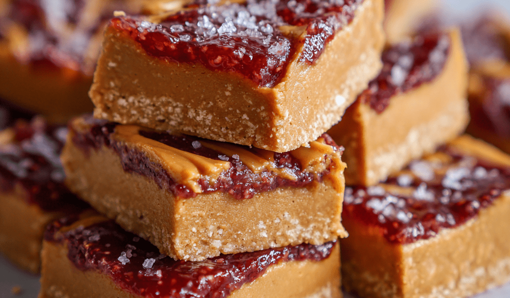 3-Ingredient No-Bake Peanut Butter & Jelly Bars