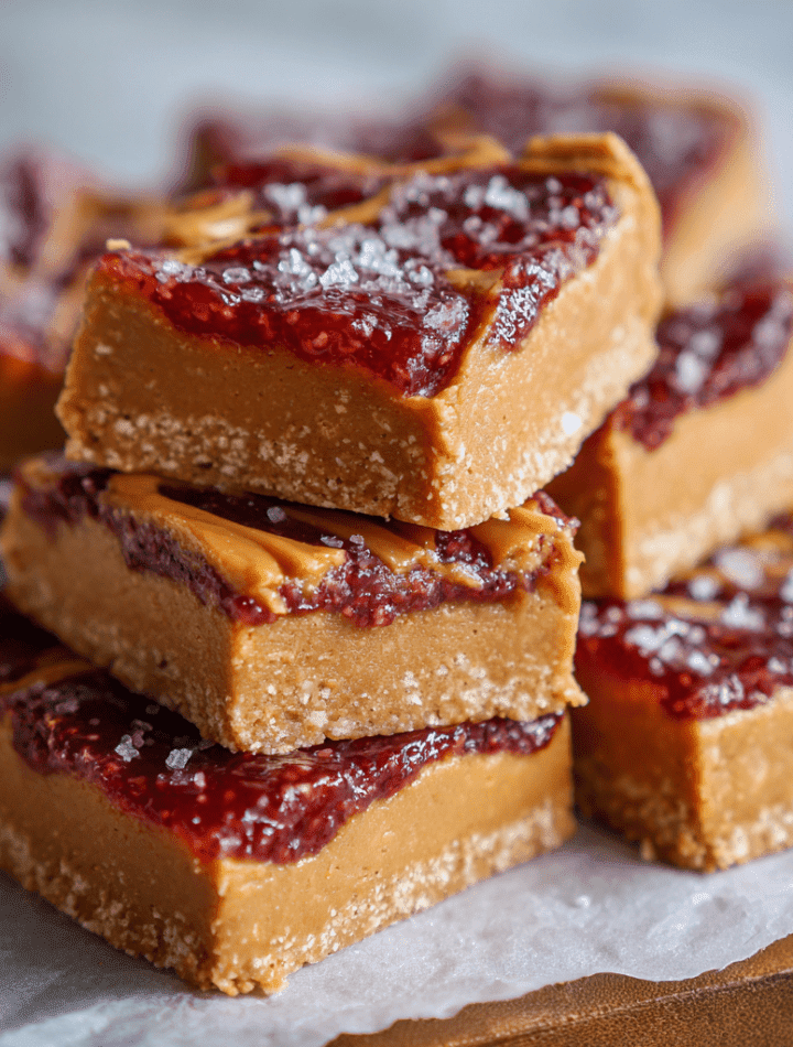 3-Ingredient No-Bake Peanut Butter & Jelly Bars