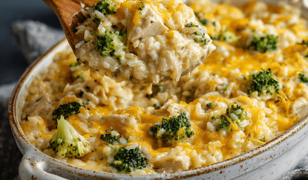 Cheesy Chicken Broccoli Rice Casserole