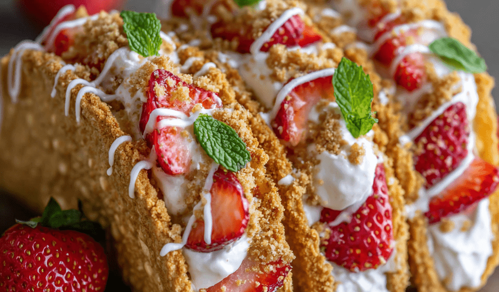Strawberry Crunch Cheesecake Tacos