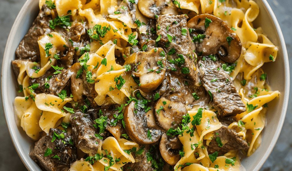 Classic Beef Stroganoff with Egg Noodles