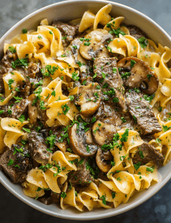 Classic Beef Stroganoff with Egg Noodles