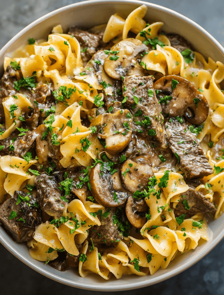 Classic Beef Stroganoff with Egg Noodles