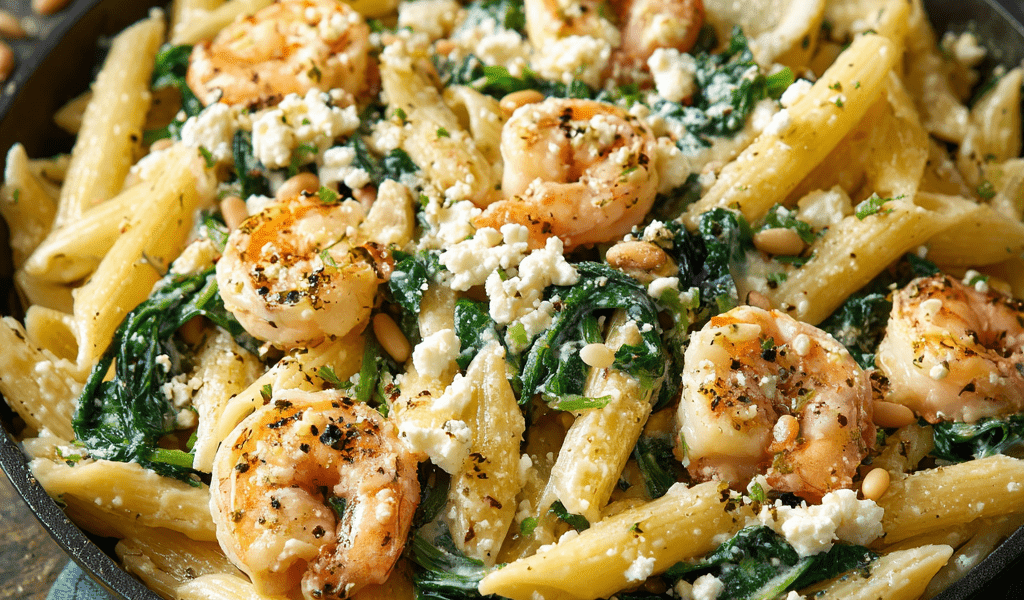 Spinach & Feta Shrimp Penne