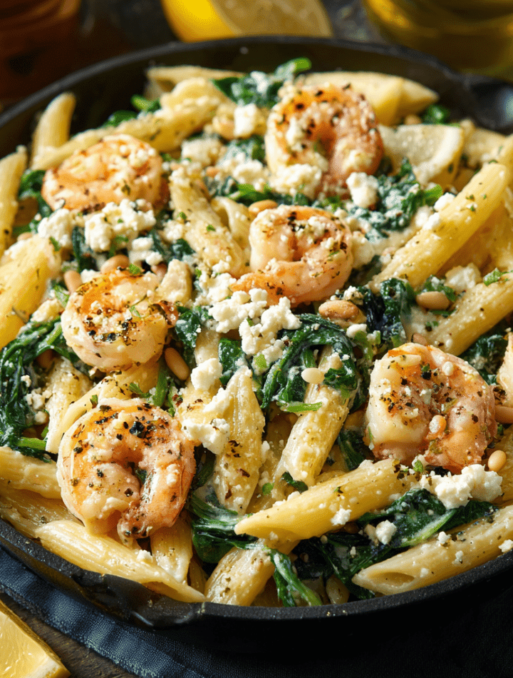 Spinach & Feta Shrimp Penne