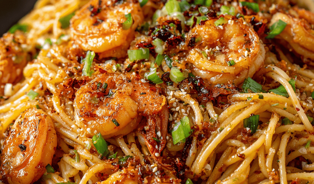 Garlic Chili Crisp Shrimp Pasta