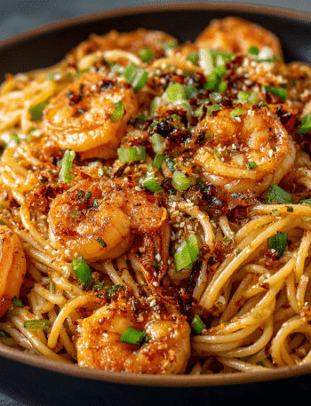 Garlic Chili Crisp Shrimp Pasta