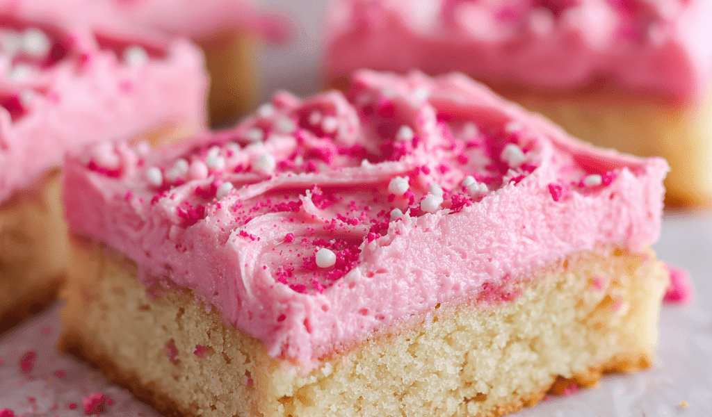 Raspberry Frosted Sugar Cookie Bars
