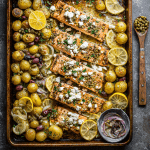 Greek Sheet Pan Salmon with Lemon Potatoes