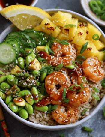 Shrimp Poke Bowl with Pickled Cucumber