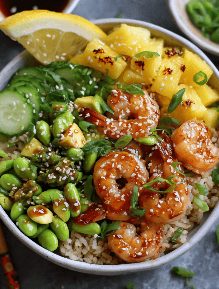 Shrimp Poke Bowl with Pickled Cucumber