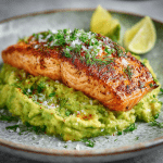 Baked Salmon with Avocado Mash