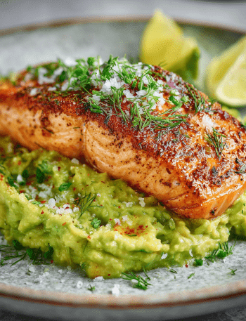 Baked Salmon with Avocado Mash