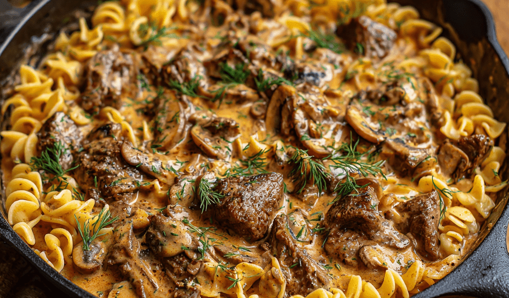 Beef Tips Stroganoff Skillet