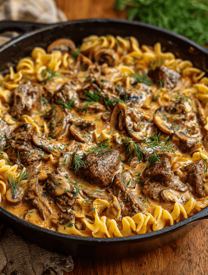 Beef Tips Stroganoff Skillet