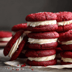 Red Velvet Cookie Sandwiches with Cream Cheese Frosting : Soft Chewy Cookies with Tangy Filling