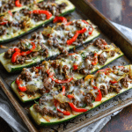 Stuffed Zucchini Cheesesteak Boats