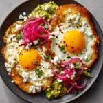 Crispy Feta Fried Eggs with Avocado & Chili Oil