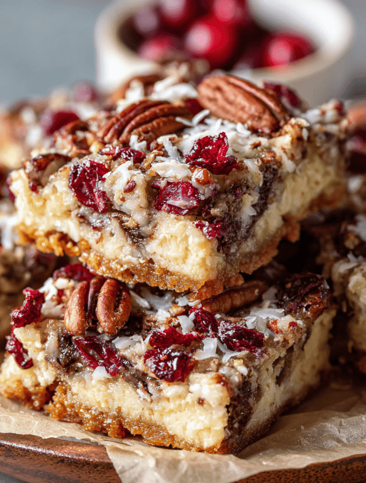 Keto Cranberry Pecan Magic Bars