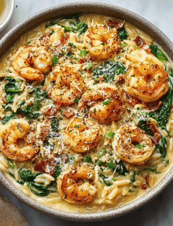 Creamy Garlic Shrimp Orzo