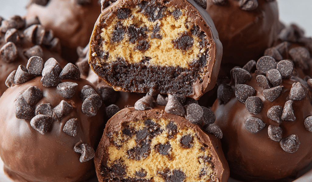 No-Bake Chocolate Chip Cookie Dough Brownie Bombs