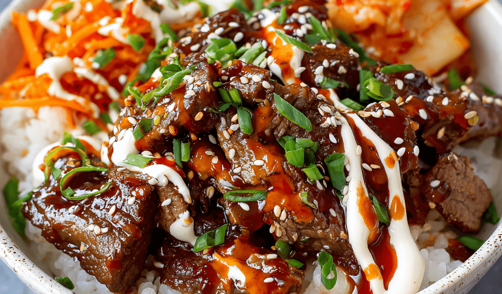 Korean BBQ Beef Tips Rice Bowls
