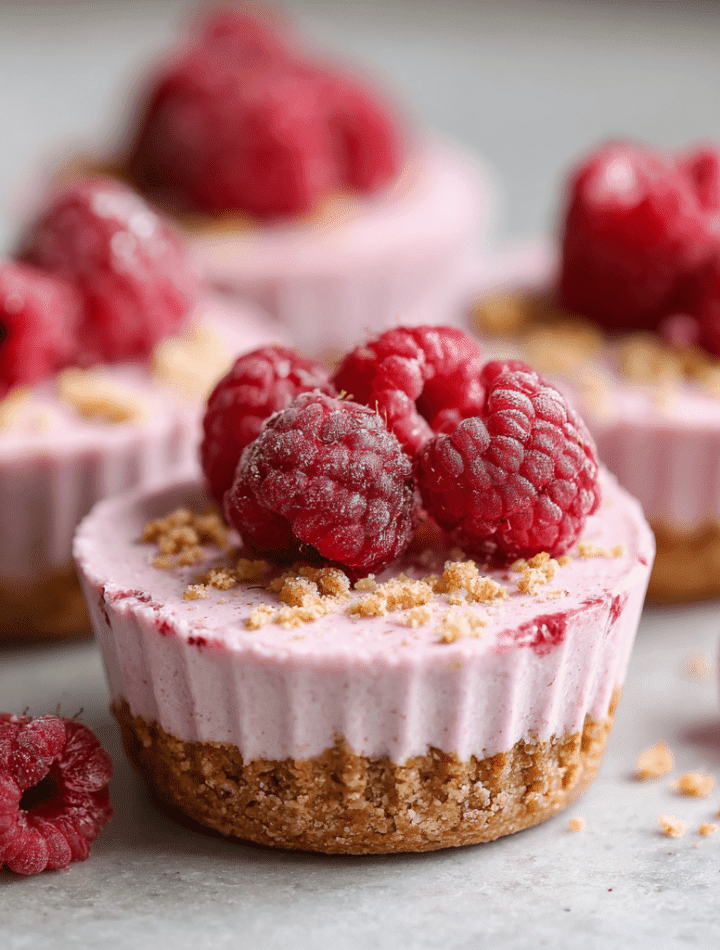 No-Bake Raspberry Yogurt Protein Cheesecake Cups