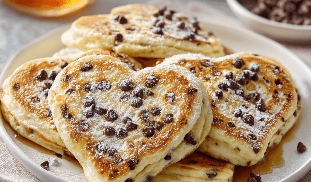 Chocolate Chip Ricotta Heart Pancakes