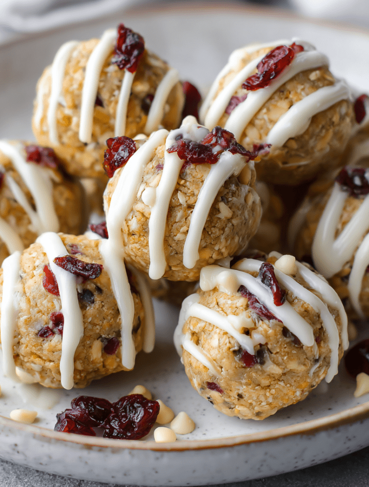 White Chocolate Cranberry Oat Balls