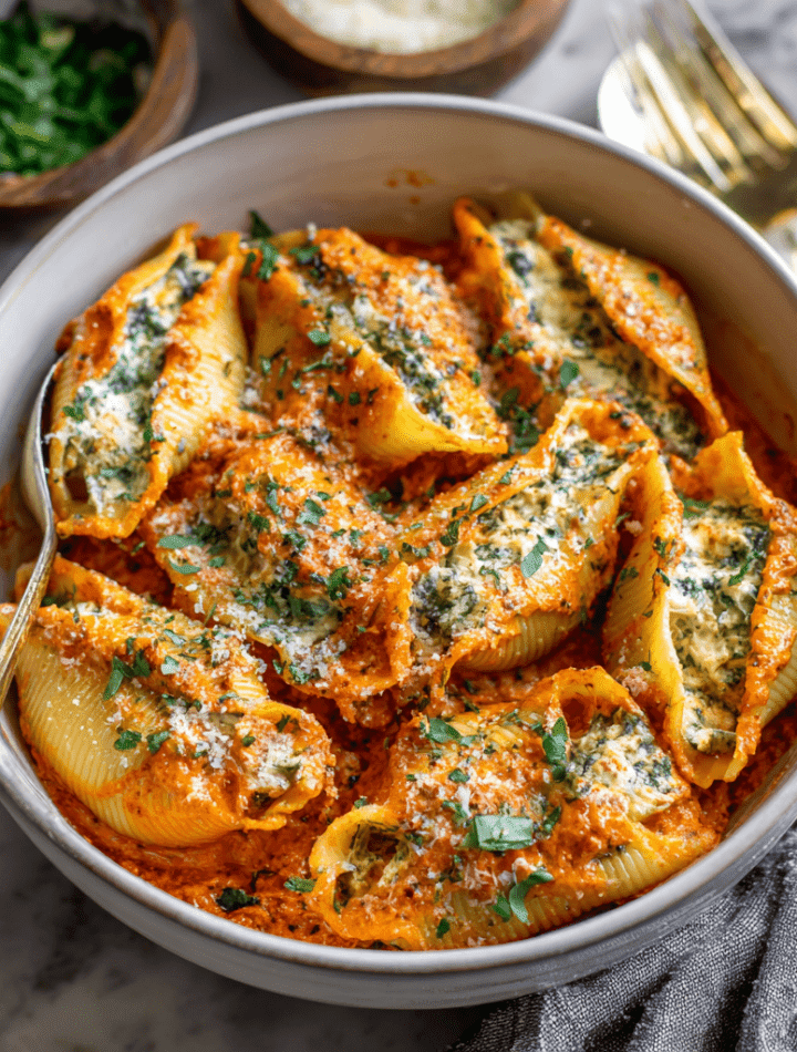 Roasted Red Pepper & Ricotta Stuffed Shells