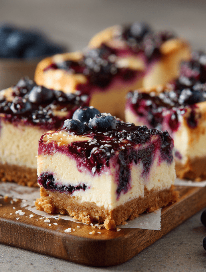 Blueberry Swirl Cheesecake Bars