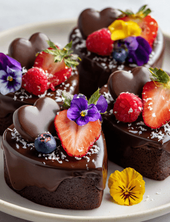 Mini Chocolate Heart Cakes