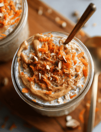 Carrot Cake Overnight Oats with Protein and Peanut Butter