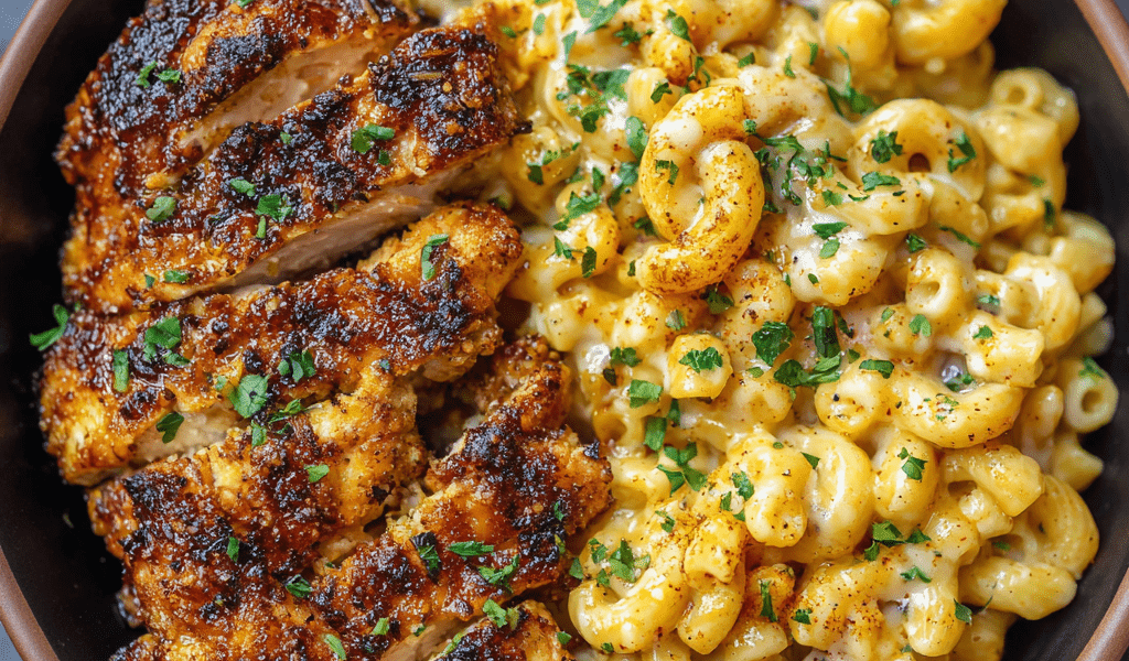 High-Protein Honey Garlic Butter Chicken with Creamy Mac & Cheese : The Ultimate Comfort Bowl