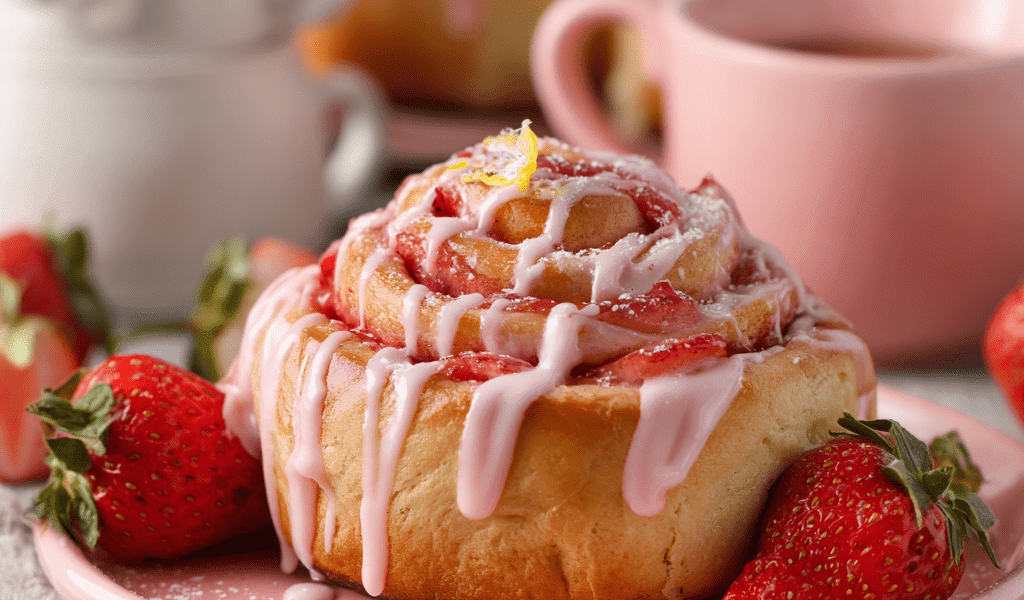 Strawberry Sweet Rolls with Pink Glaze
