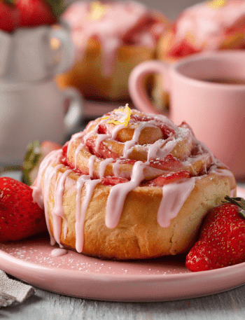 Strawberry Sweet Rolls with Pink Glaze