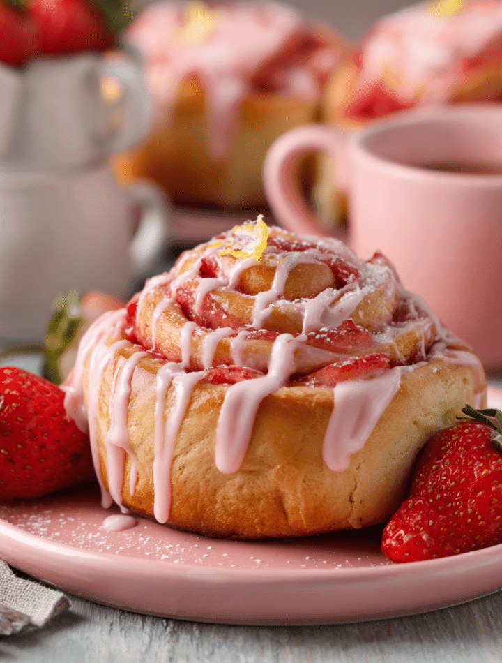 Strawberry Sweet Rolls with Pink Glaze