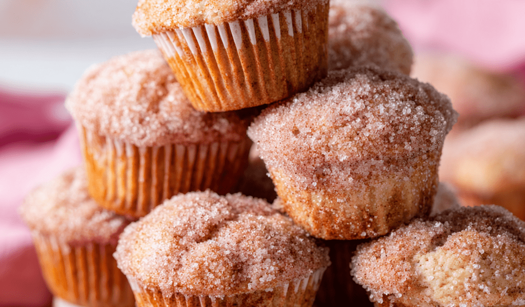 Pink Cinnamon Sugar Churro Muffins