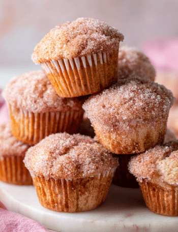 Pink Cinnamon Sugar Churro Muffins