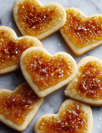 Heart-Shaped Crème Brûlée Sugar Cookies