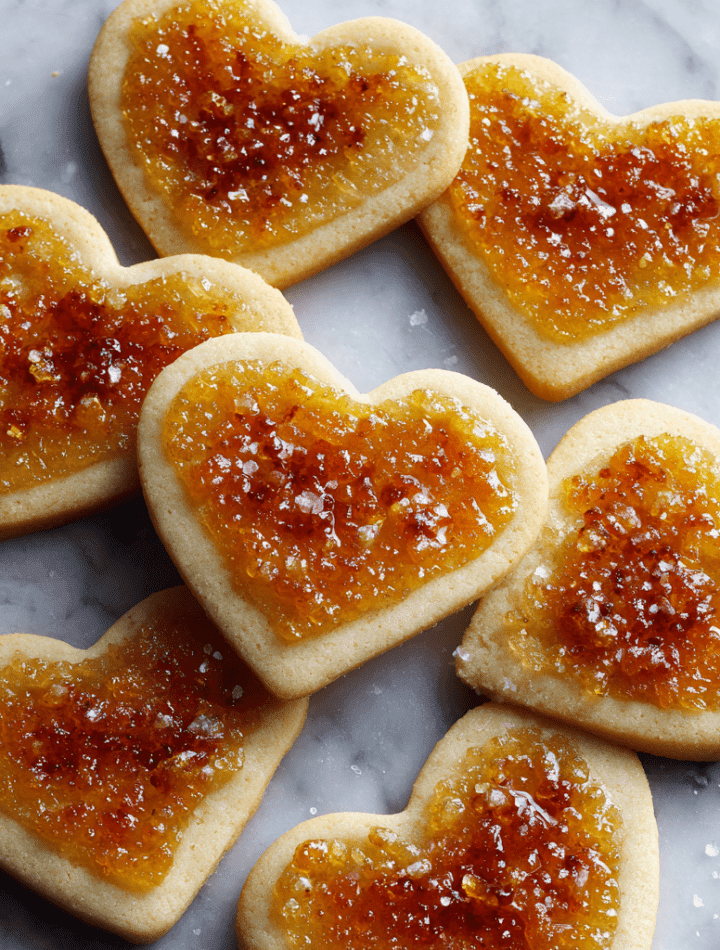 Heart-Shaped Crème Brûlée Sugar Cookies