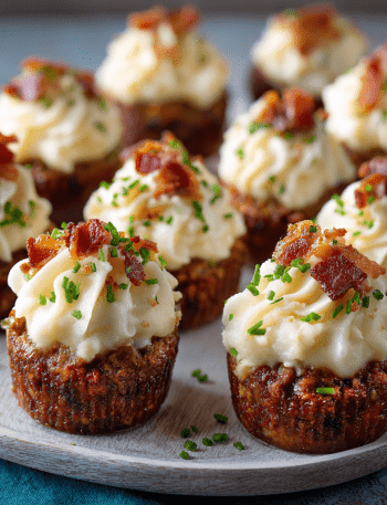 Mini Meatloaf Cupcakes with Mashed Potato Frosting