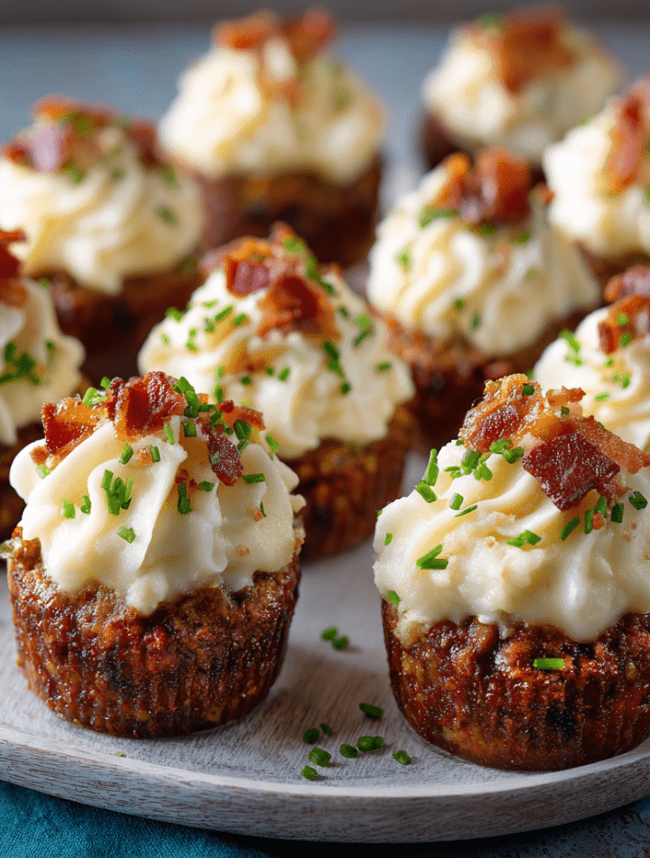 Mini Meatloaf Cupcakes with Mashed Potato Frosting